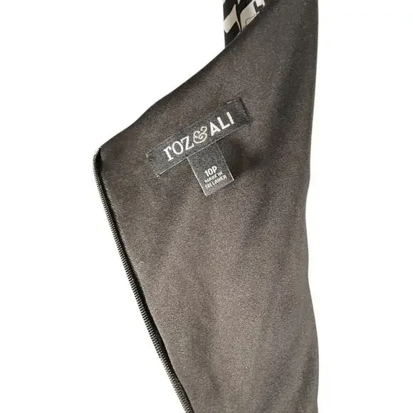 ROZ& Ali Black White Sleeveless Jumpsuit W/ Tie Waist Elegant Wide Leg Size 10P - Picture 5 of 10